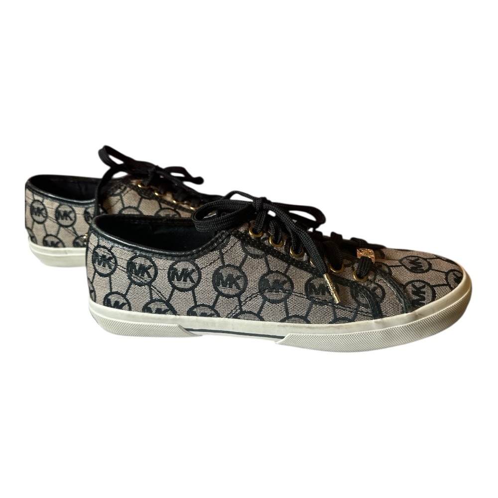Michael Kors Black and Tan Logo Sneakers - Picture 3 of 9